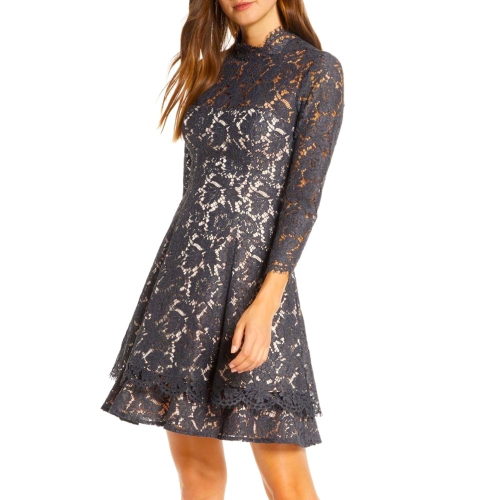 NWT Eliza J Mini long-sleeve Lace Dress - Small